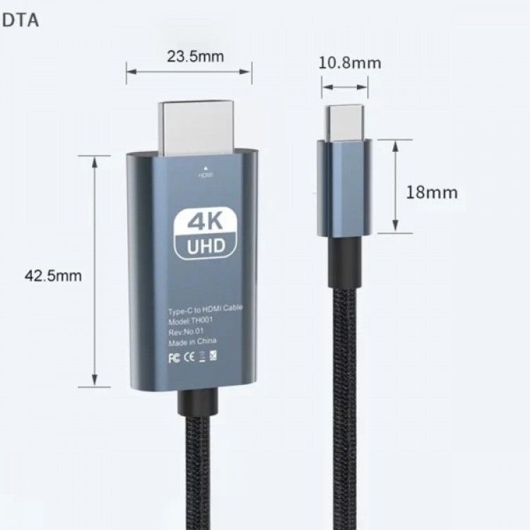 کابل تبدیل USB-C به HDMI هارمن مدل TH001 طول 2 متر