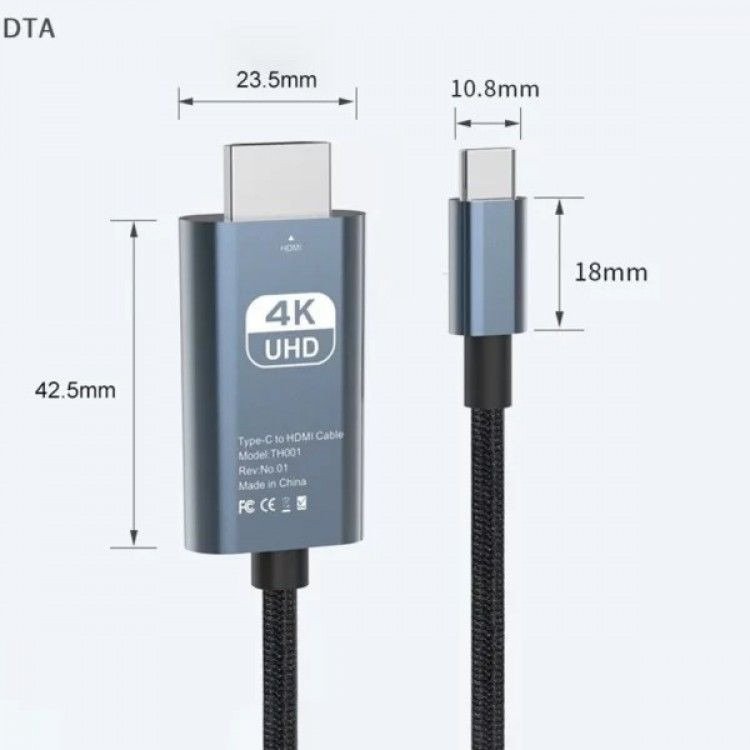 کابل تبدیل USB-C به HDMI هارمن مدل TH001 طول 2 متر