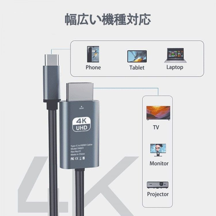 کابل تبدیل USB-C به HDMI هارمن مدل TH001 طول 2 متر